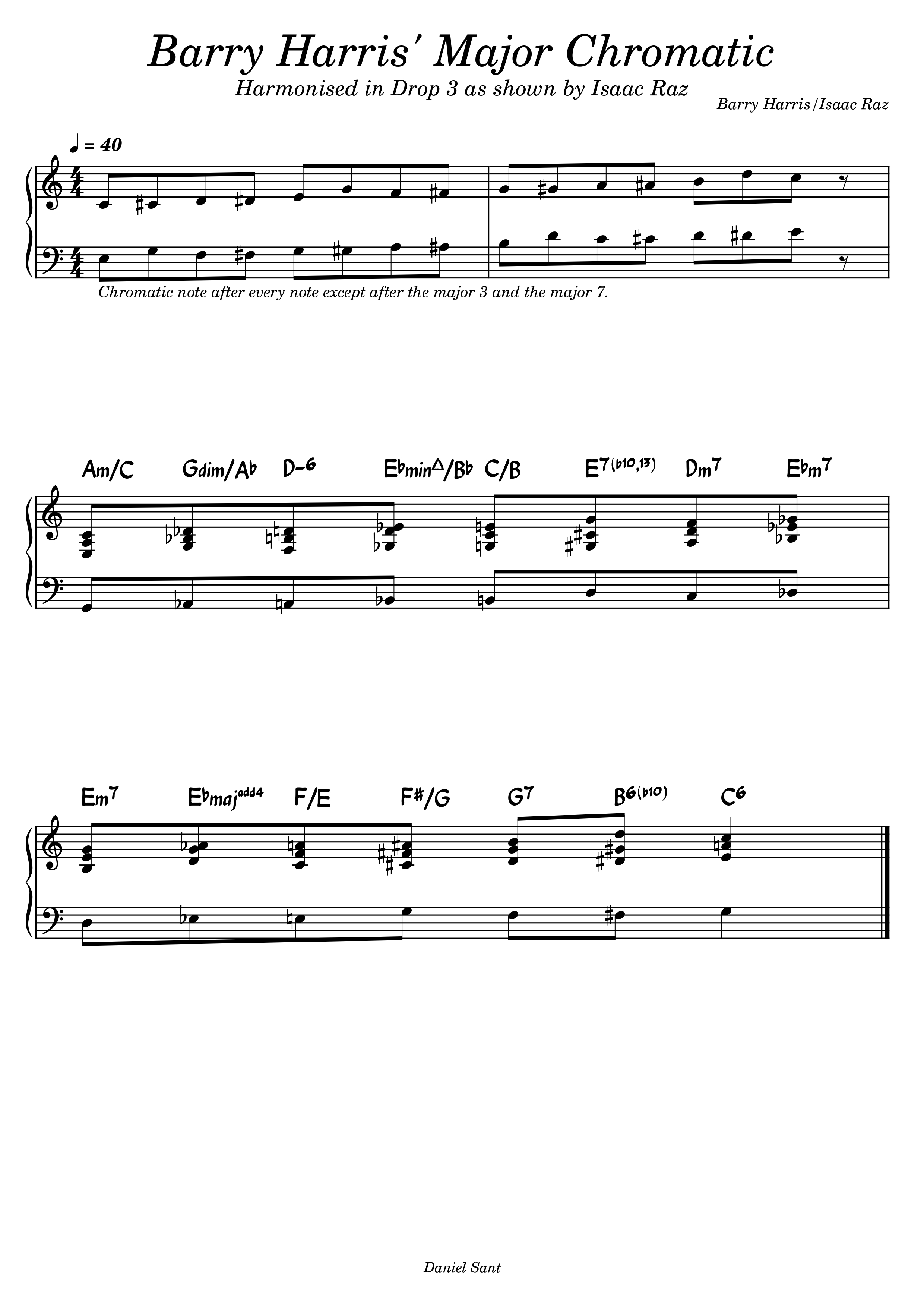 The scale harmonised in 3rds and in Drop 3.